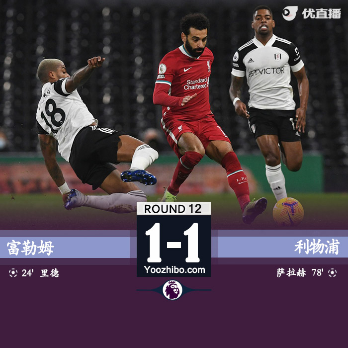 <a href=/zuqiubofang/liverpool/ target=_blank class=infotextkey>利物浦</a>1-1富勒姆