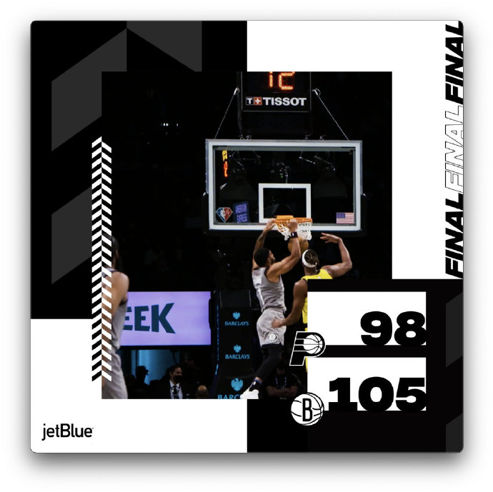 篮网105-98险胜步行者 哈登29+8+8 杜兰特22+11+7 克雷格28+11