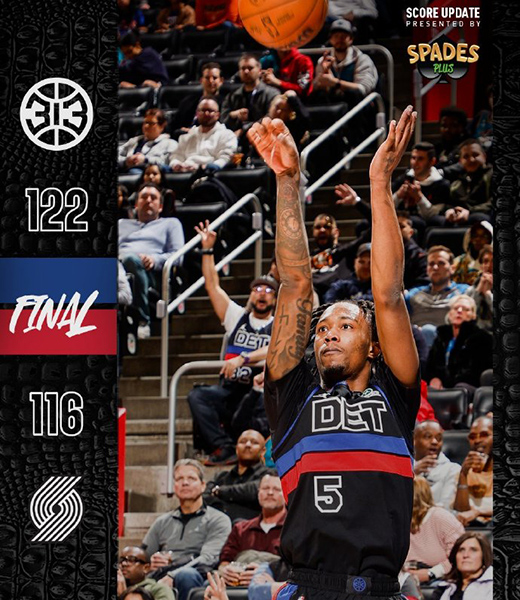 12月06日 NBA常规赛 开拓者vs活塞 全场录像及集锦